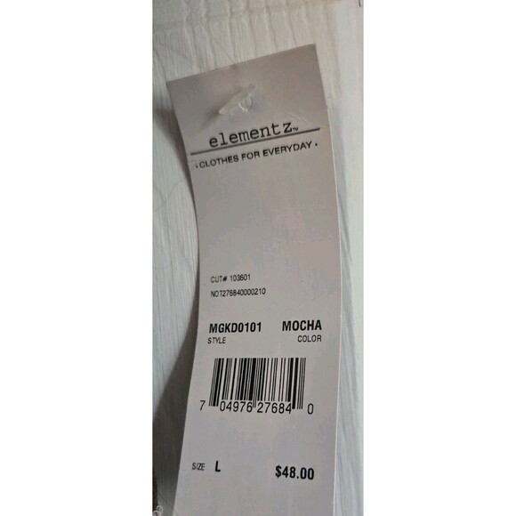 Elementz Mocha Brown Sleeveless Dress White Embroidery Detailing Size Large NWT - Picture 5 of 13